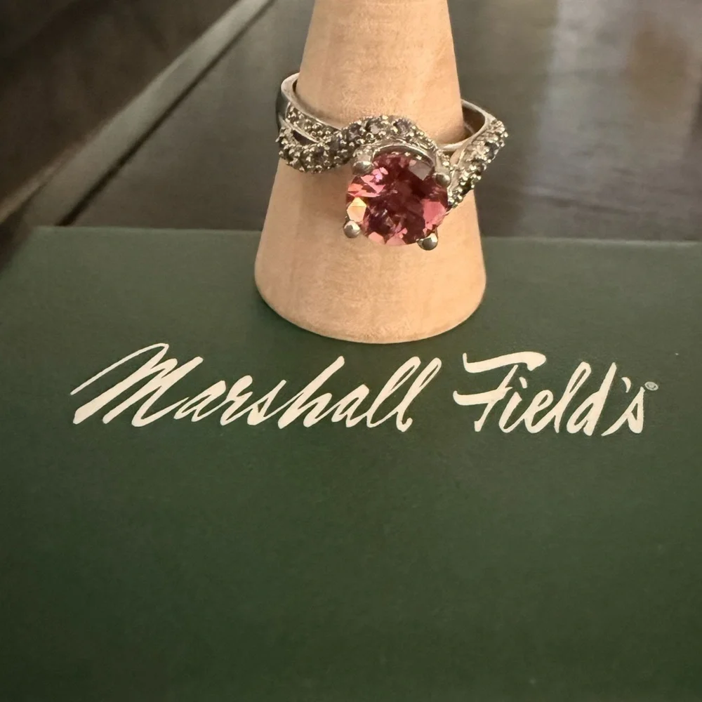 Vintage Ruby Sapphire and diamond ring 14k white gold sz 8